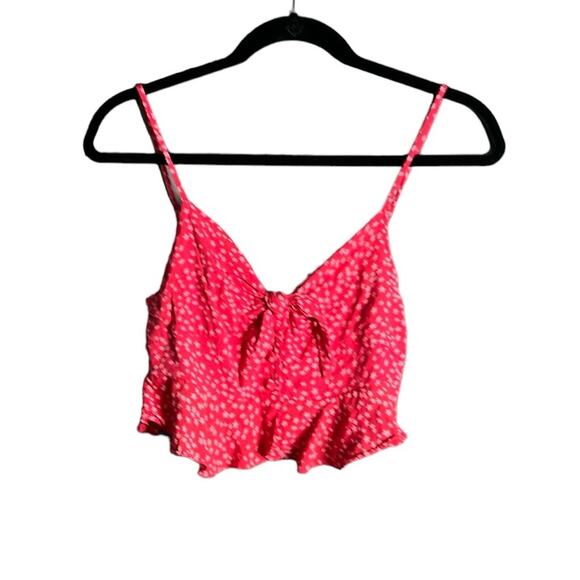 For Love And Lemons Tops - For Love & Lemons Dark Pink Star Print Crop Top Adjustable Strap Size Small